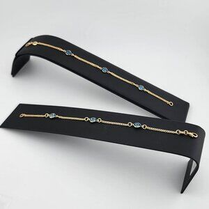Brand New Brazilian 18k Gold Filled Three Blue Evil Eye Bracelet